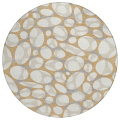 Machine Washable Indoor/Outdoor Chantille ACN2536 Gold 8' x 8' Round Rug