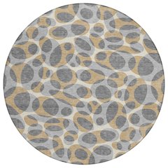 Machine Washable Indoor/Outdoor Chantille ACN2536 Gray 8' x 8' Round Rug