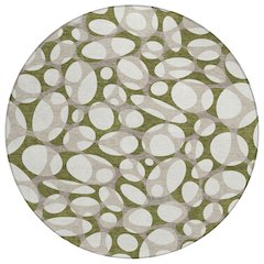 Machine Washable Indoor/Outdoor Chantille ACN2536 Green 8' x 8' Round Rug