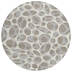 Machine Washable Indoor/Outdoor Chantille ACN2536 Brown 8' x 8' Round Rug