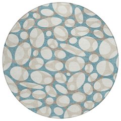 Machine Washable Indoor/Outdoor Chantille ACN2536 Teal 8' x 8' Round Rug