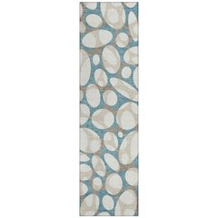 Machine Washable Indoor/Outdoor Chantille ACN2536 Teal 2'3" x 7'6" Runner Rug