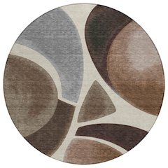 Machine Washable Indoor/Outdoor Chantille ACN2537 Brown 8' x 8' Round Rug