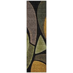 Machine Washable Indoor/Outdoor Chantille ACN2537 Black 2'3" x 7'6" Runner Rug
