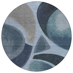 Machine Washable Indoor/Outdoor Chantille ACN2537 Blue 8' x 8' Round Rug