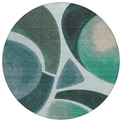 Machine Washable Indoor/Outdoor Chantille ACN2537 Teal 8' x 8' Round Rug