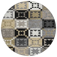 Machine Washable Indoor/Outdoor Chantille ACN2538 Black 8' x 8' Round Rug