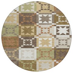 Machine Washable Indoor/Outdoor Chantille ACN2538 Brown 8' x 8' Round Rug