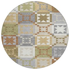 Machine Washable Indoor/Outdoor Chantille ACN2538 Gray 8' x 8' Round Rug