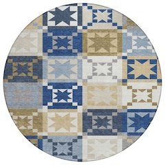 Machine Washable Indoor/Outdoor Chantille ACN2538 Blue 8' x 8' Round Rug