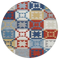 Machine Washable Indoor/Outdoor Chantille ACN2538 Red 8' x 8' Round Rug