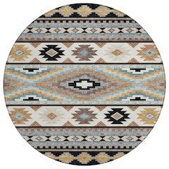 Machine Washable Indoor/Outdoor Chantille ACN2539 Black 8' x 8' Round Rug
