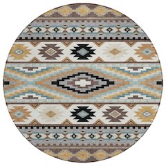 Machine Washable Indoor/Outdoor Chantille ACN2539 Brown 8' x 8' Round Rug