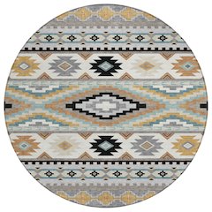 Machine Washable Indoor/Outdoor Chantille ACN2539 Gray 8' x 8' Round Rug