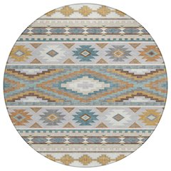 Machine Washable Indoor/Outdoor Chantille ACN2539 Ivory 8' x 8' Round Rug