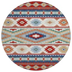 Machine Washable Indoor/Outdoor Chantille ACN2539 Red 8' x 8' Round Rug