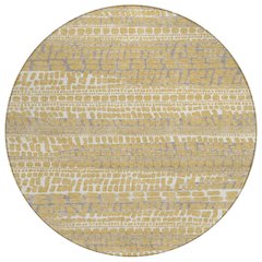 Machine Washable Indoor/Outdoor Chantille ACN2540 Gold 8' x 8' Round Rug