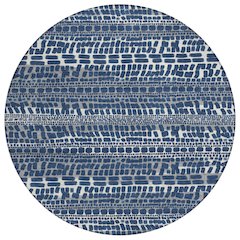 Machine Washable Indoor/Outdoor Chantille ACN2540 Blue 8' x 8' Round Rug