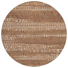 Machine Washable Indoor/Outdoor Chantille ACN2540 Orange 8' x 8' Round Rug