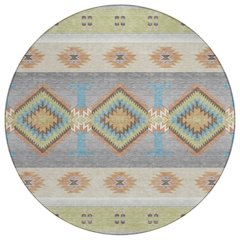 Machine Washable Indoor/Outdoor Chantille ACN2541 Green 8' x 8' Round Rug