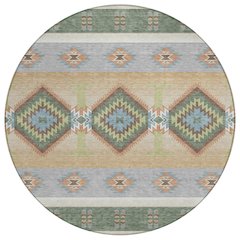 Machine Washable Indoor/Outdoor Chantille ACN2541 Green 8' x 8' Round Rug