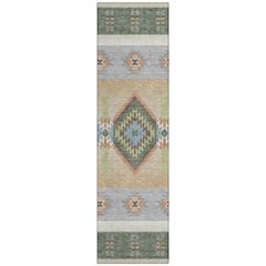 Machine Washable Indoor/Outdoor Chantille ACN2541 Green 2'3" x 7'6" Runner Rug