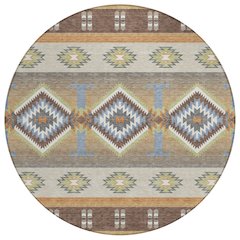 Machine Washable Indoor/Outdoor Chantille ACN2541 Brown 8' x 8' Round Rug
