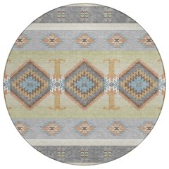 Machine Washable Indoor/Outdoor Chantille ACN2541 Gray 8' x 8' Round Rug