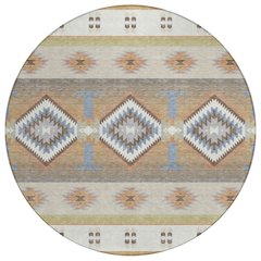 Machine Washable Indoor/Outdoor Chantille ACN2541 Ivory 8' x 8' Round Rug