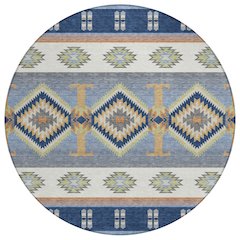 Machine Washable Indoor/Outdoor Chantille ACN2541 Blue 8' x 8' Round Rug