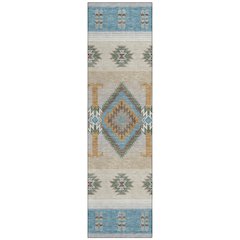 Machine Washable Indoor/Outdoor Chantille ACN2541 Teal 2'3" x 7'6" Runner Rug