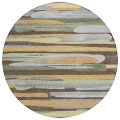 Machine Washable Indoor/Outdoor Chantille ACN2542 Brown 8' x 8' Round Rug