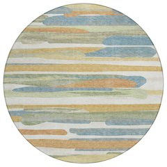 Machine Washable Indoor/Outdoor Chantille ACN2542 Ivory 8' x 8' Round Rug