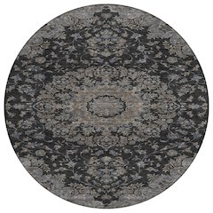 Machine Washable Indoor/Outdoor Chantille ACN2543 Black 8' x 8' Round Rug