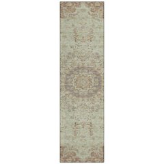 Machine Washable Indoor/Outdoor Chantille ACN2543 Green 2'3" x 7'6" Runner Rug