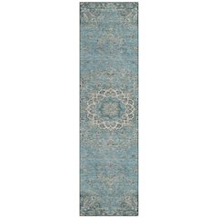 Machine Washable Indoor/Outdoor Chantille ACN2543 Teal 2'3" x 7'6" Runner Rug