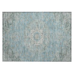 Machine Washable Indoor/Outdoor Chantille ACN2543 Teal 1'8" x 2'6" Rug