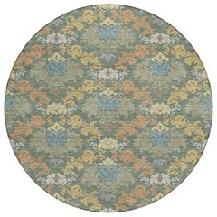 Machine Washable Indoor/Outdoor Chantille ACN2544 Green 8' x 8' Round Rug