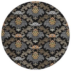 Machine Washable Indoor/Outdoor Chantille ACN2544 Black 8' x 8' Round Rug