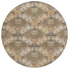 Machine Washable Indoor/Outdoor Chantille ACN2544 Brown 8' x 8' Round Rug