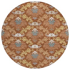 Machine Washable Indoor/Outdoor Chantille ACN2544 Orange 8' x 8' Round Rug