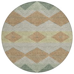 Machine Washable Indoor/Outdoor Chantille ACN2545 Green 8' x 8' Round Rug