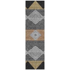 Machine Washable Indoor/Outdoor Chantille ACN2545 Black 2'3" x 7'6" Runner Rug