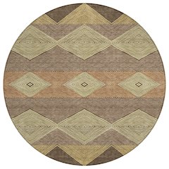 Machine Washable Indoor/Outdoor Chantille ACN2545 Brown 8' x 8' Round Rug