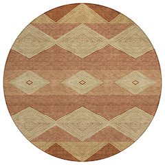 Machine Washable Indoor/Outdoor Chantille ACN2545 Orange 8' x 8' Round Rug