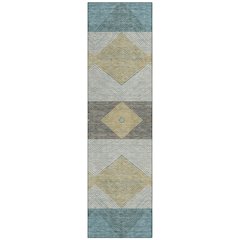 Machine Washable Indoor/Outdoor Chantille ACN2545 Teal 2'3" x 7'6" Runner Rug