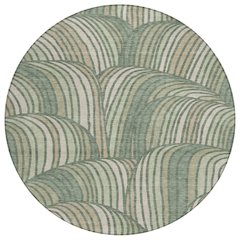 Machine Washable Indoor/Outdoor Chantille ACN2546 Green 8' x 8' Round Rug