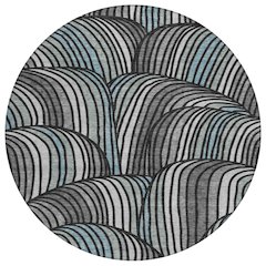 Machine Washable Indoor/Outdoor Chantille ACN2546 Black 8' x 8' Round Rug