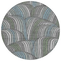 Machine Washable Indoor/Outdoor Chantille ACN2546 Gray 8' x 8' Round Rug