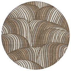 Machine Washable Indoor/Outdoor Chantille ACN2546 Brown 8' x 8' Round Rug